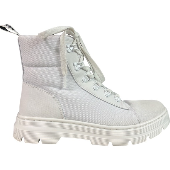 Dr. Martens Combs Women's White Canvas High Top Combat Urban Grunge Boots Sz 11